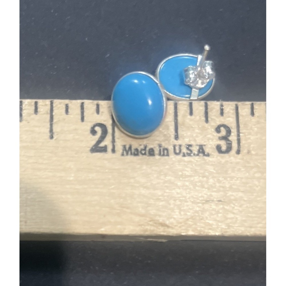 925‎ Marked  Sterling Silver Turquoise Plastic Post Earrings Pushbacks New